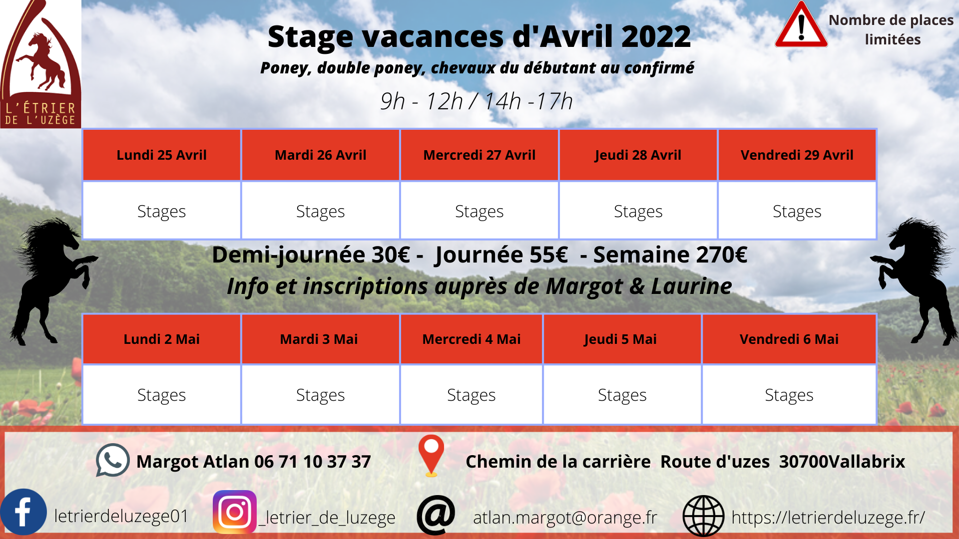 Stage vacances d’Avril 2022